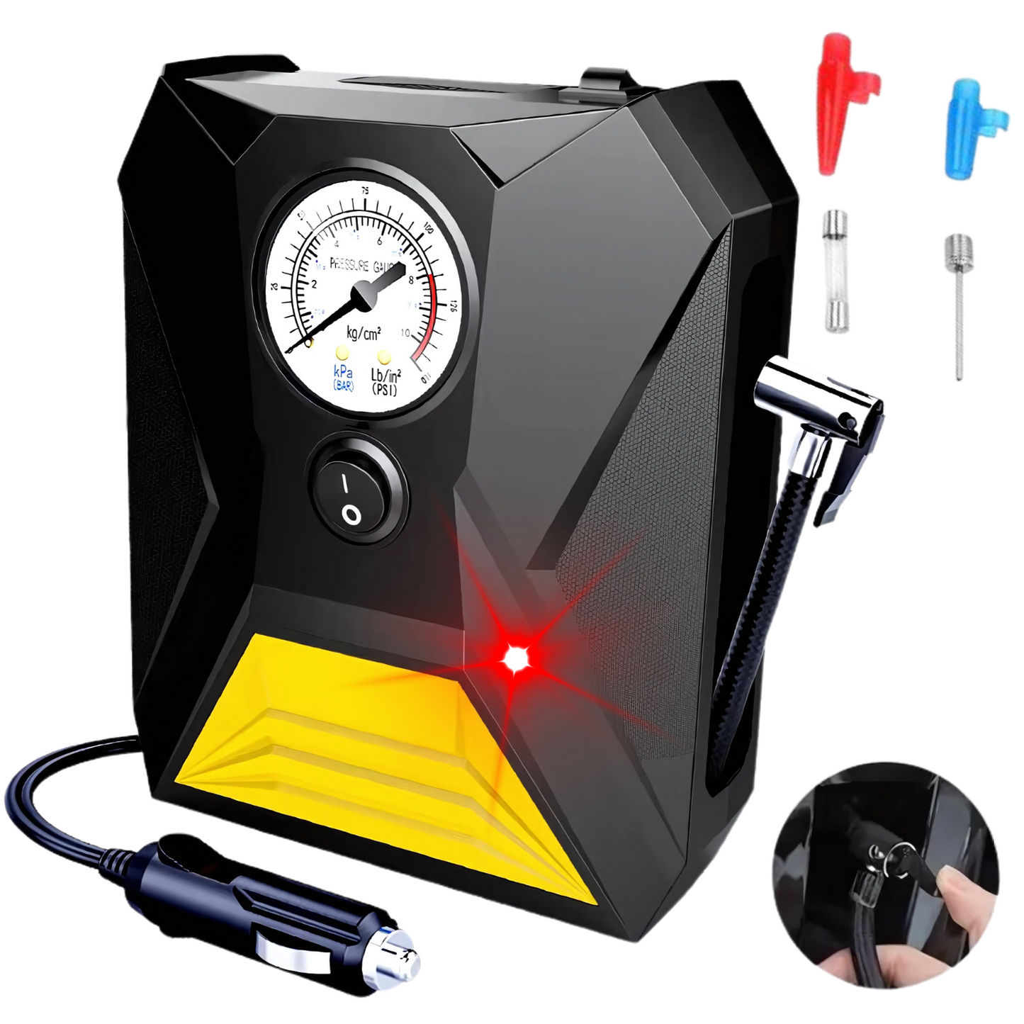 Inflador Compresor Portátil 12v Para Autos Neumáticos Motos