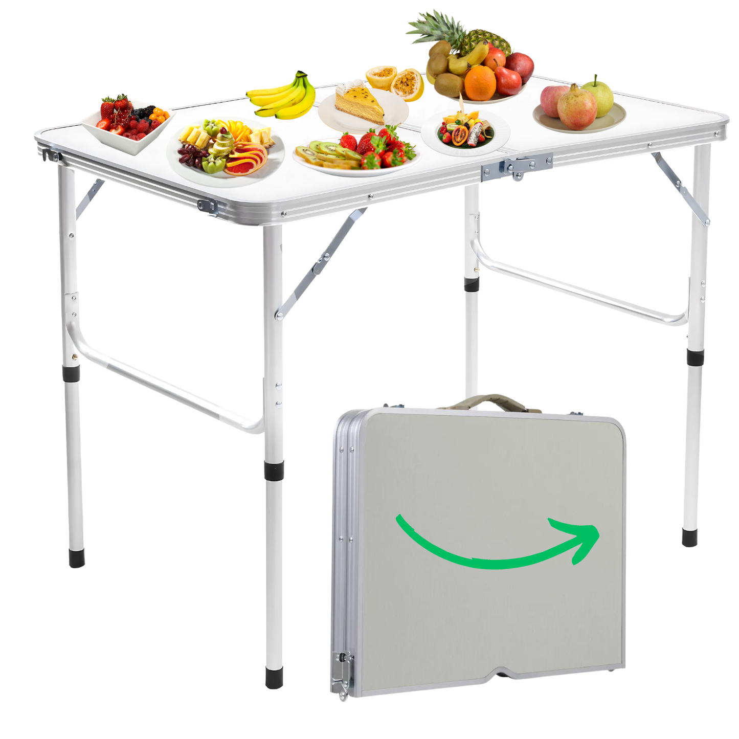 Mesa Plegable Desarmable De Camping Jardín Feria Tipo Valija