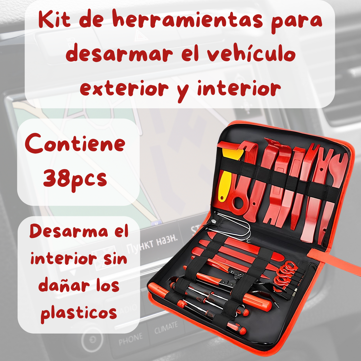 Kit Herramientas Plásticas Desmontar Paneles/interior exterior Auto