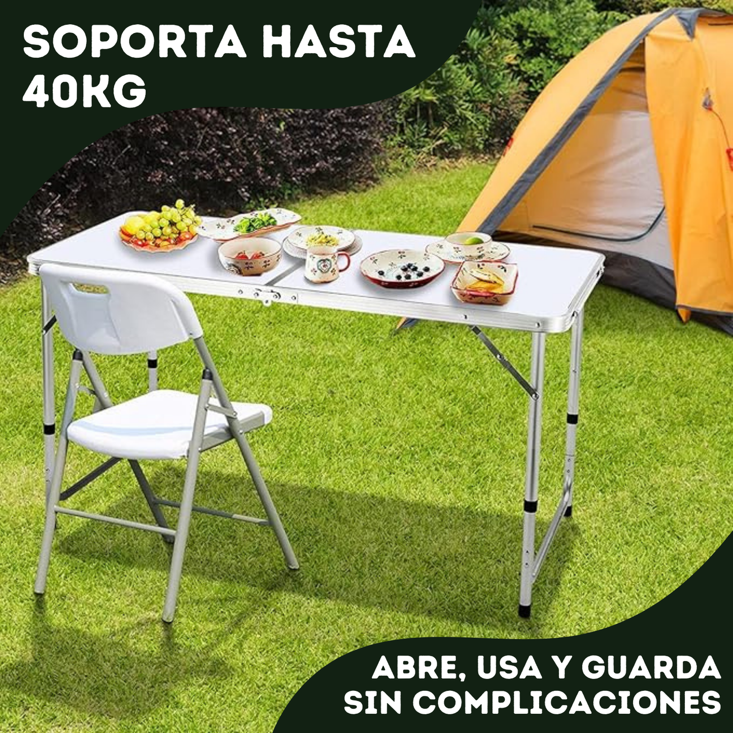Mesa Plegable Desarmable De Camping Jardín Feria Tipo Valija