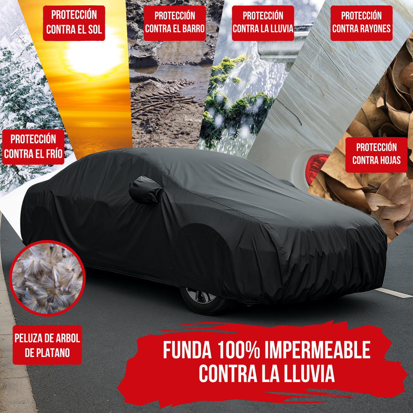 Funda Cubre Auto Impermeable Afelpada Cobertor De Auto