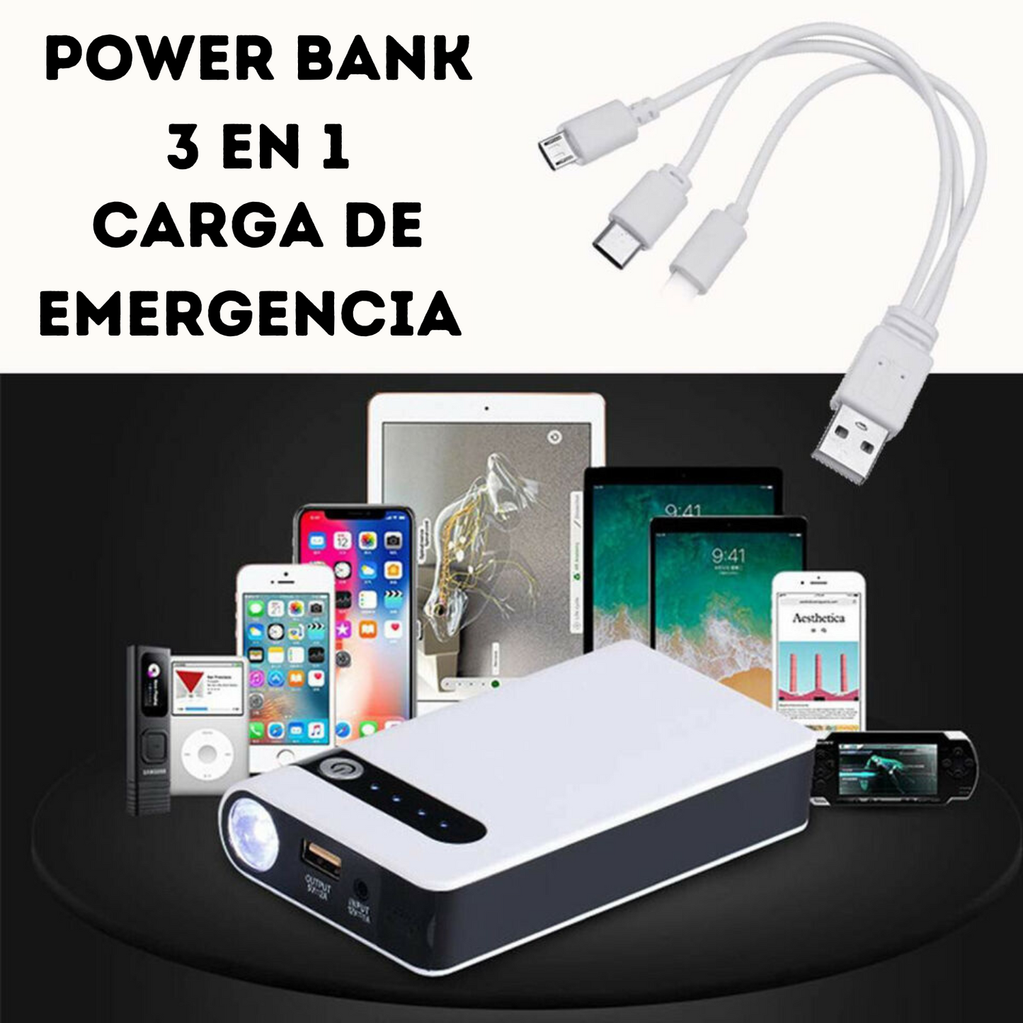 Arrancador Cargador Portátil Auto Moto Arrancador Portátil