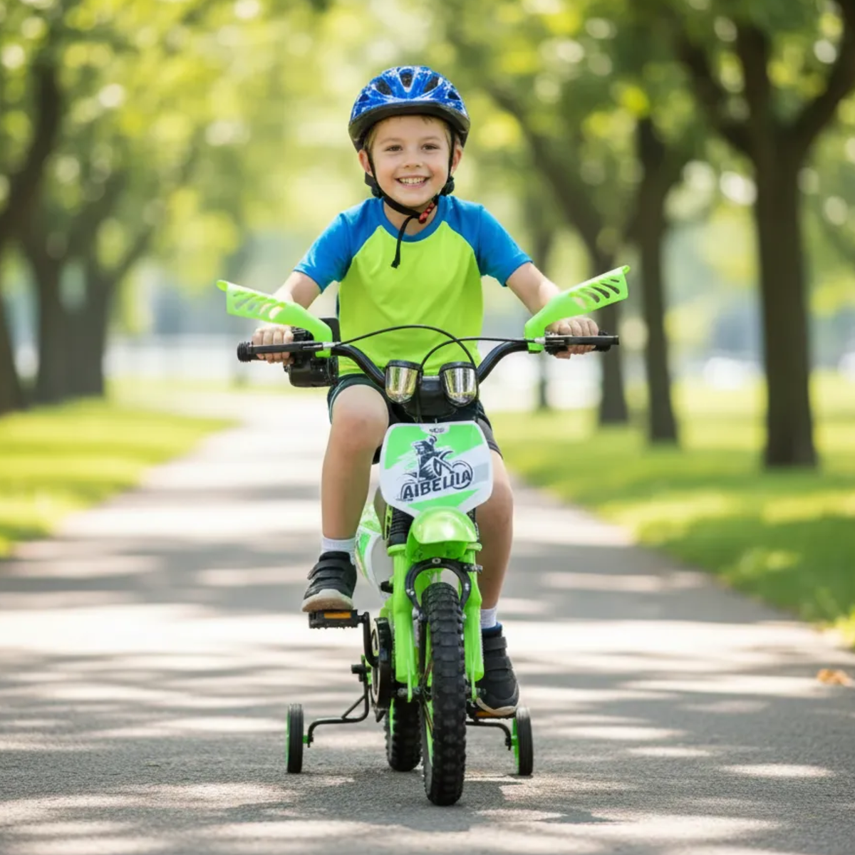 Bicicleta para NENE NIÑO Infantil MOTOCROSS Urbana Rodado 20 Con Rueditas Y ACELERDOR ROJA-VERDE