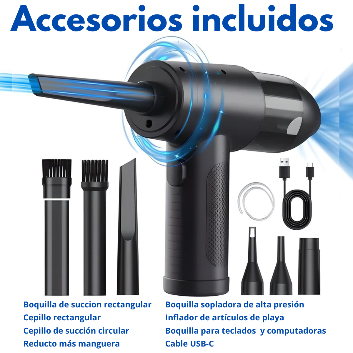 Aspiradora Sopladora Inalámbrica Para Auto Recargable Manual