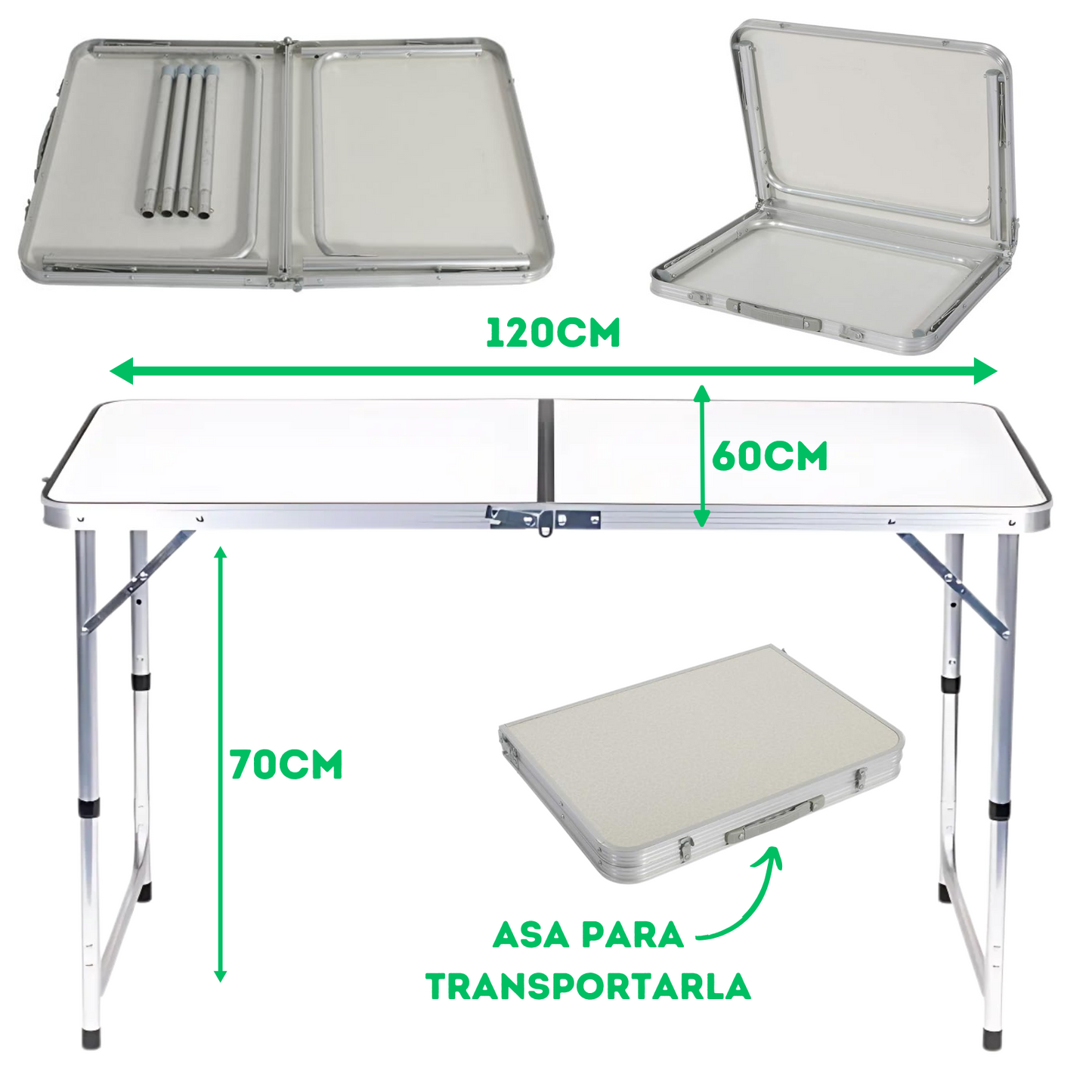 Mesa Plegable Desarmable De Camping Jardín Feria Tipo Valija