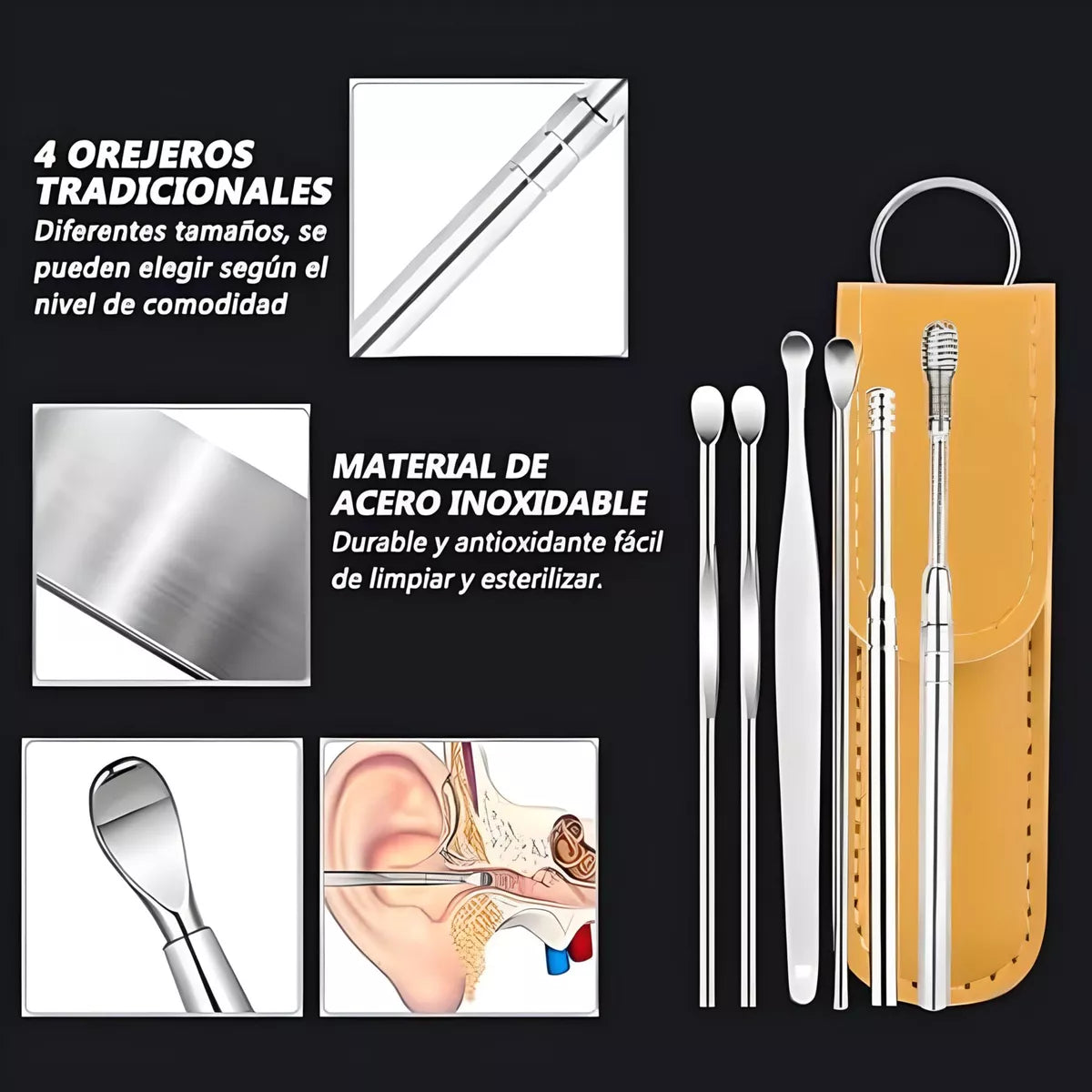 Limpiador De Oidos Colector Cera Orejas Kit Limpiador X6