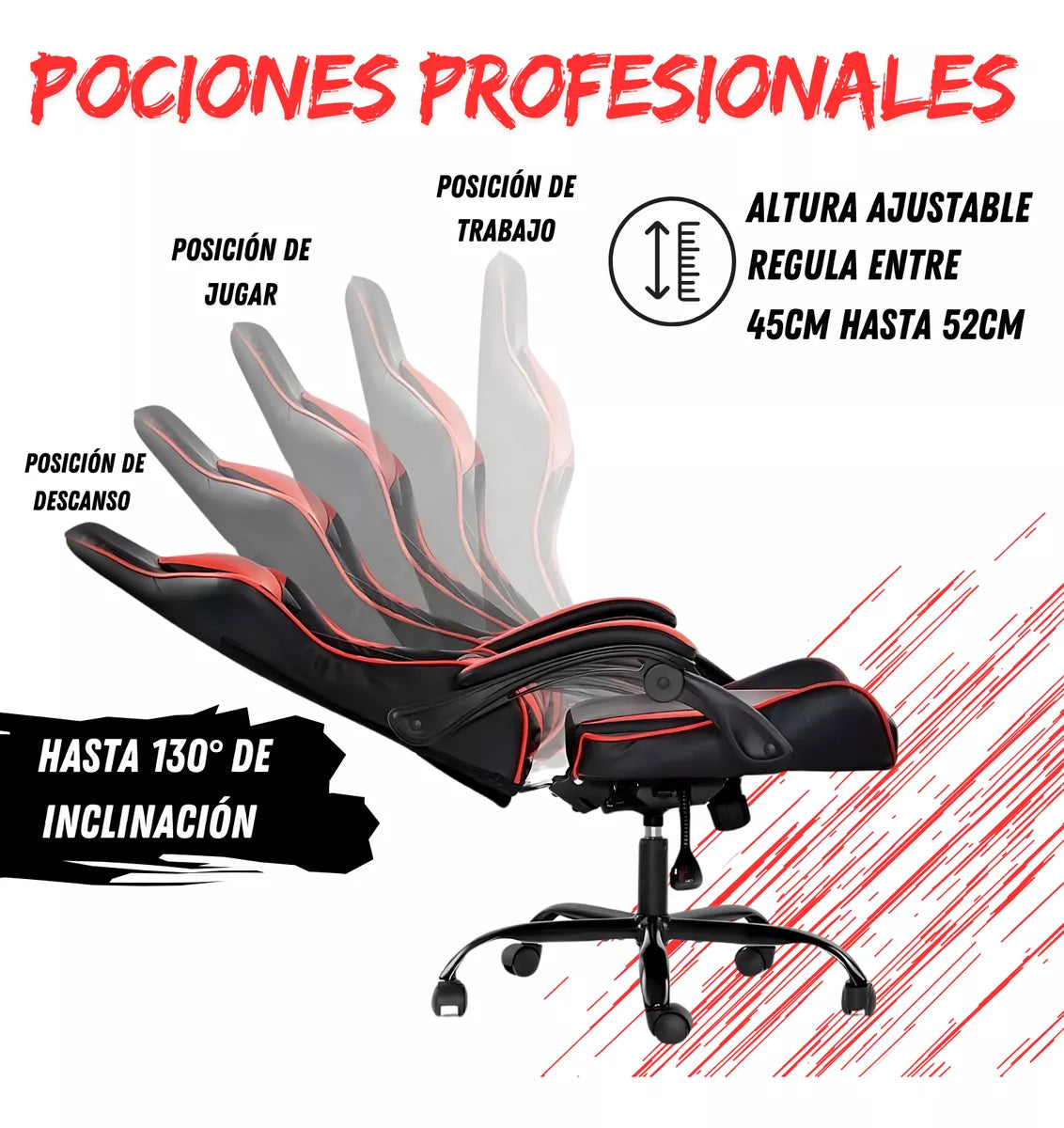 Silla Gamer De Escritorio Ergonomica Apoyo Lumbar Giratoria