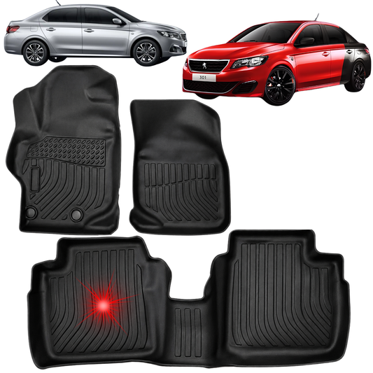 Juego Alfombra Auto Bandeja Rígida Peugeot 301/Citroën C-Elysée Set completo bandejas rígidas