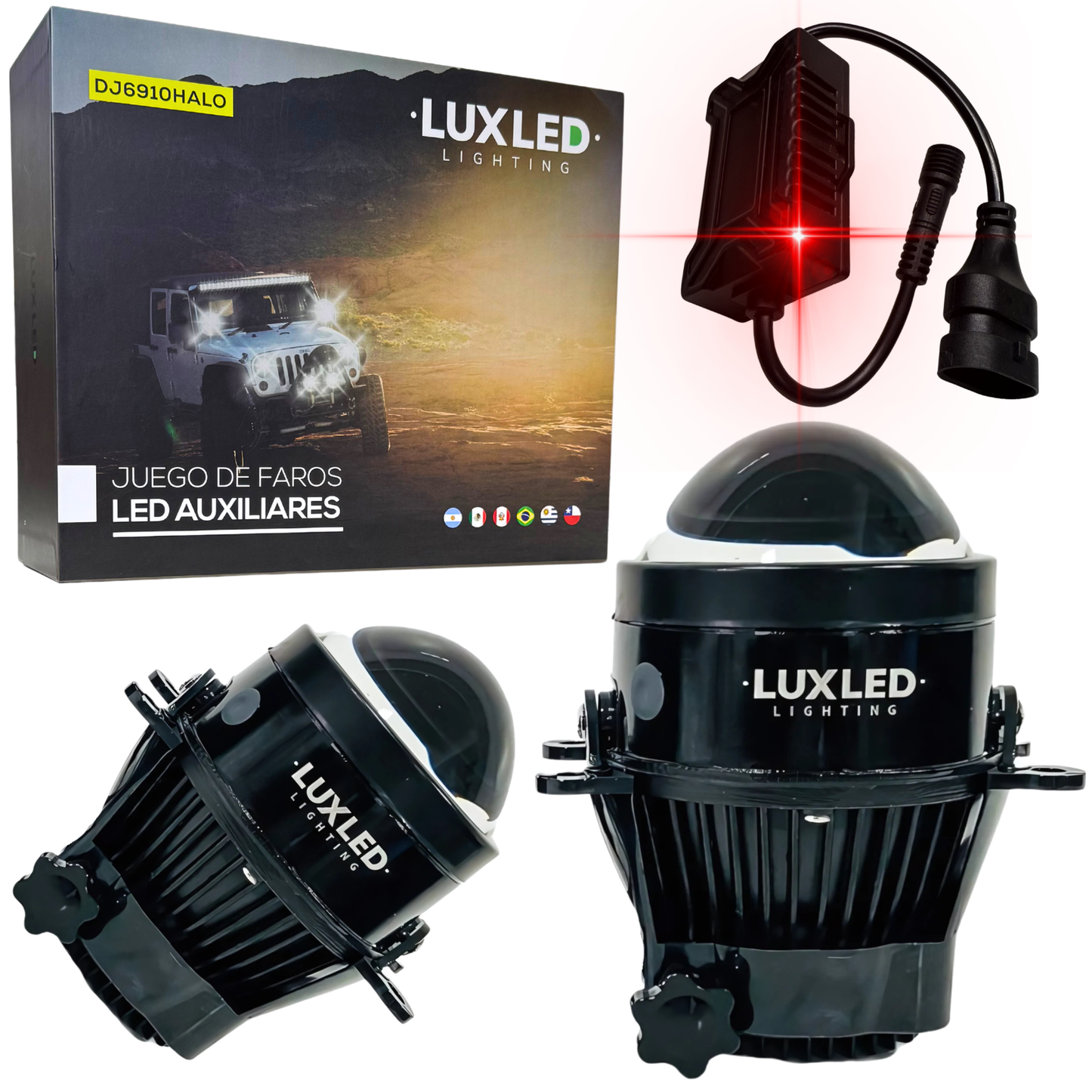 Kit Faros Camineros Led Con Lupa Proyectores H11 Auxiliares