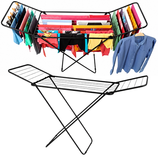 Tender Tendedero Ropa Mor Plegable Grande Exterior Abatible NEGRO