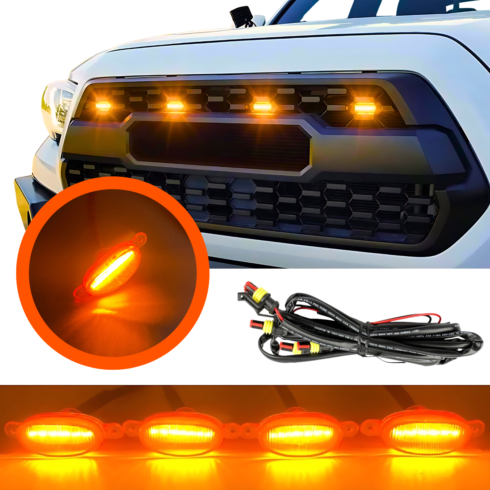 Kit Lamparas Led Para Parillas Camionetas Autos Ambar