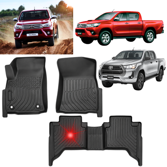 Juego alfombras bandeja Rígida Toyota Hilux +2016 Juego específico bandejas