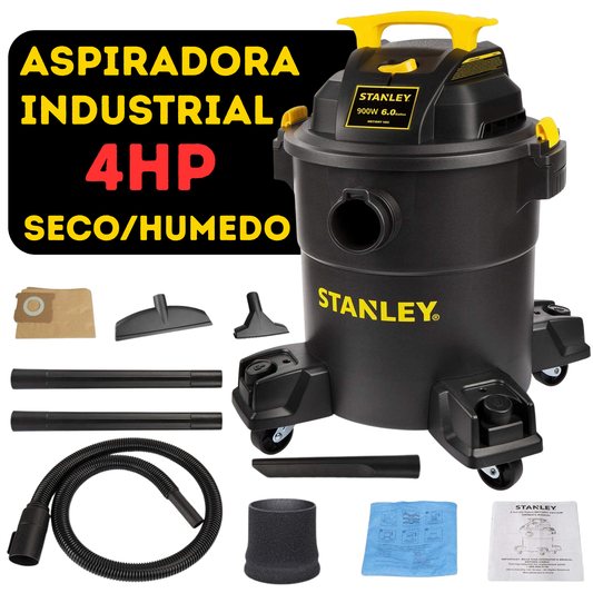Aspiradora Industrial Profesional Stanley De Tacho Sin Bolsa POLVO Y AGUA