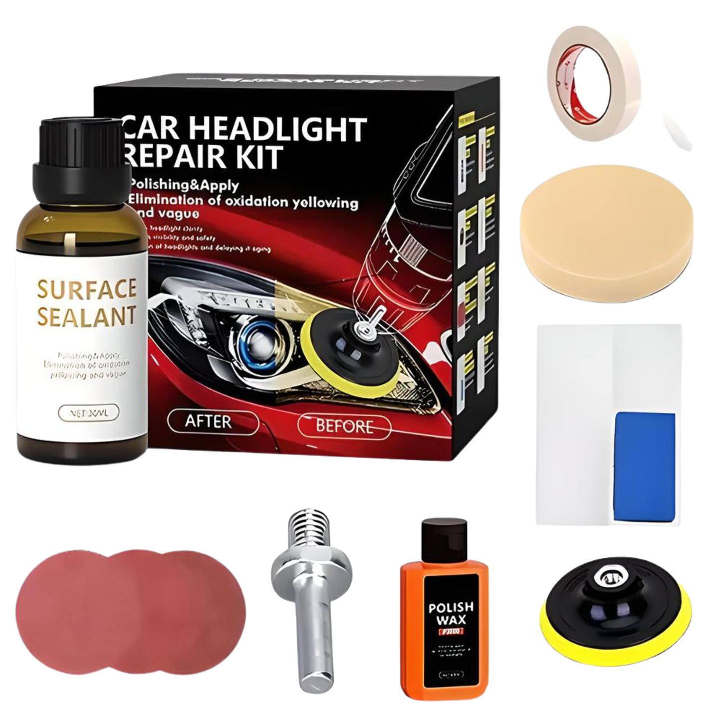 Kit Restaurador Revividor Pulidor De Faros Ópticas De Auto
