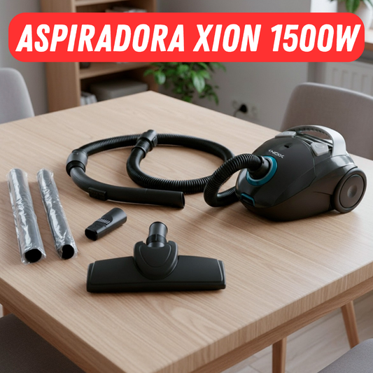 Aspiradora Xion 1500w Compacta Para Hogar Potente Con Bolsa