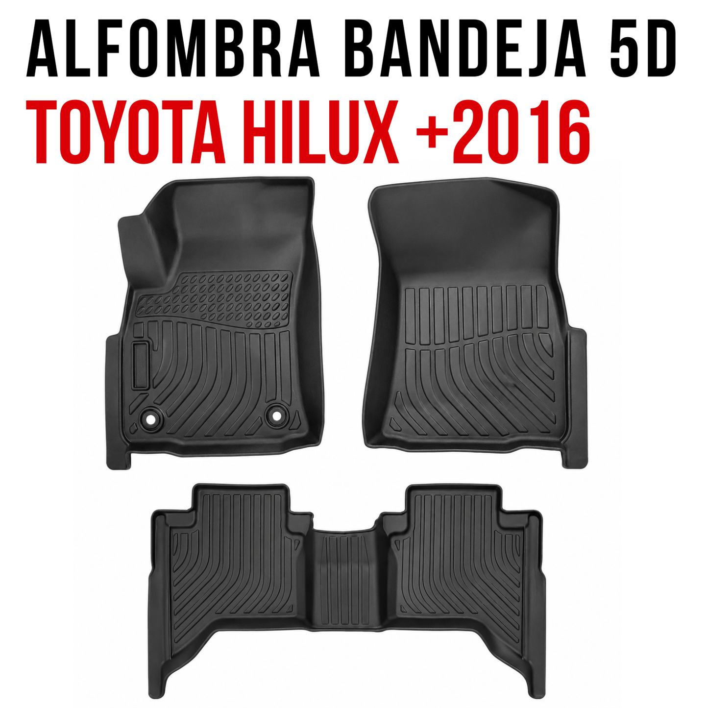Juego alfombras bandeja Rígida Toyota Hilux +2016 Juego específico bandejas