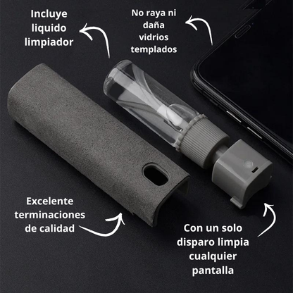 Kit Limpiador De Pantallas Para Celular Y Pc En Spray 2 En 1