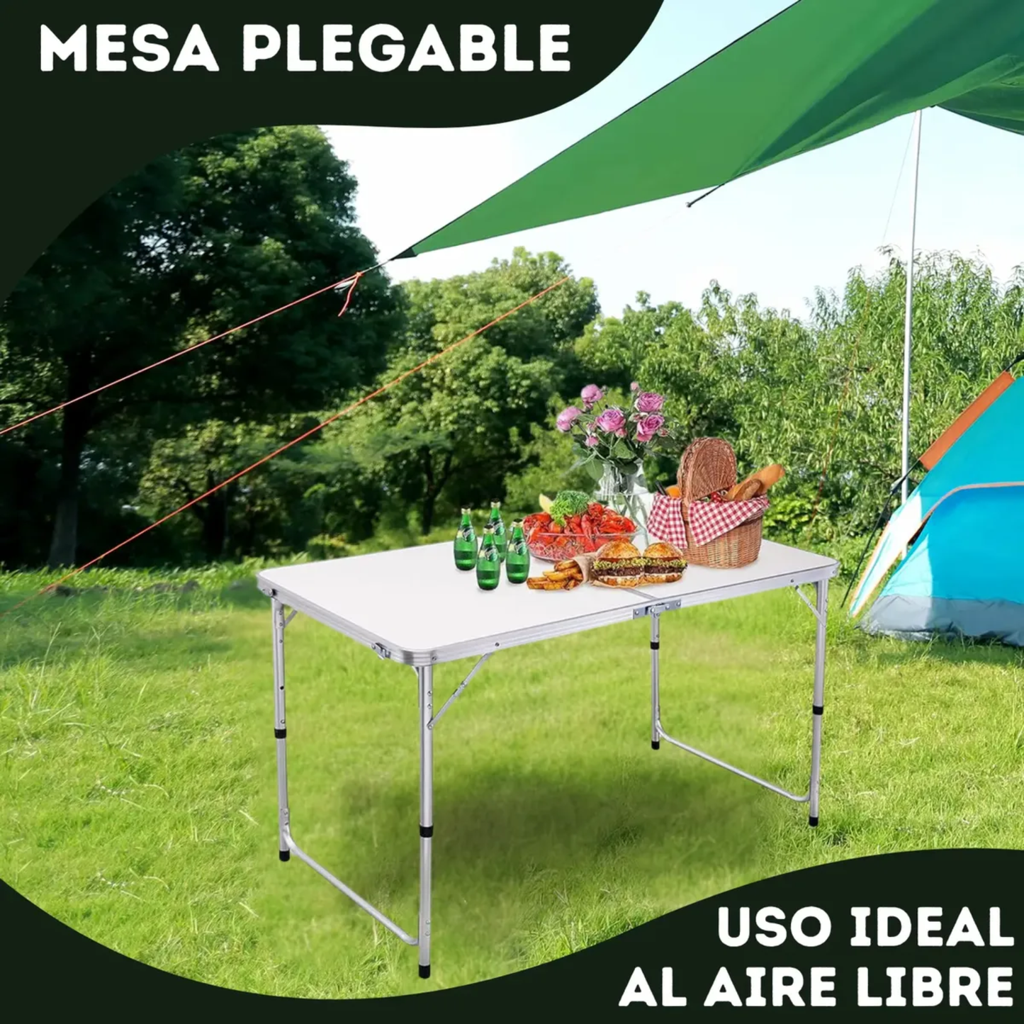 Mesa Plegable De Camping Desarmable Tipo Valija Feria 120x60