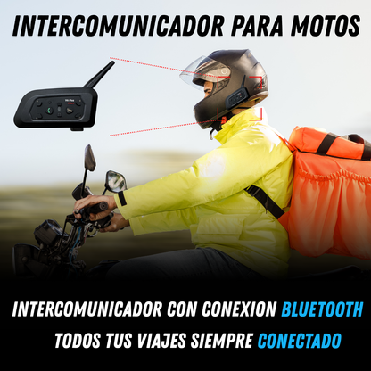 Intercomunicador Casco Motos Llamadas Bluetooth Manos Libres V6 PLUS