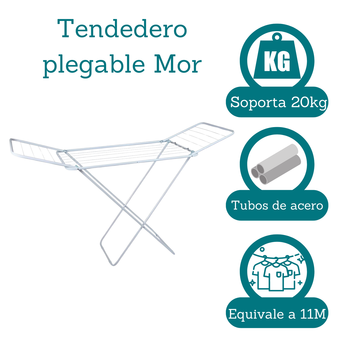 Tendedero Ropa Mor Tender Plegable Grande Exterior Abatible