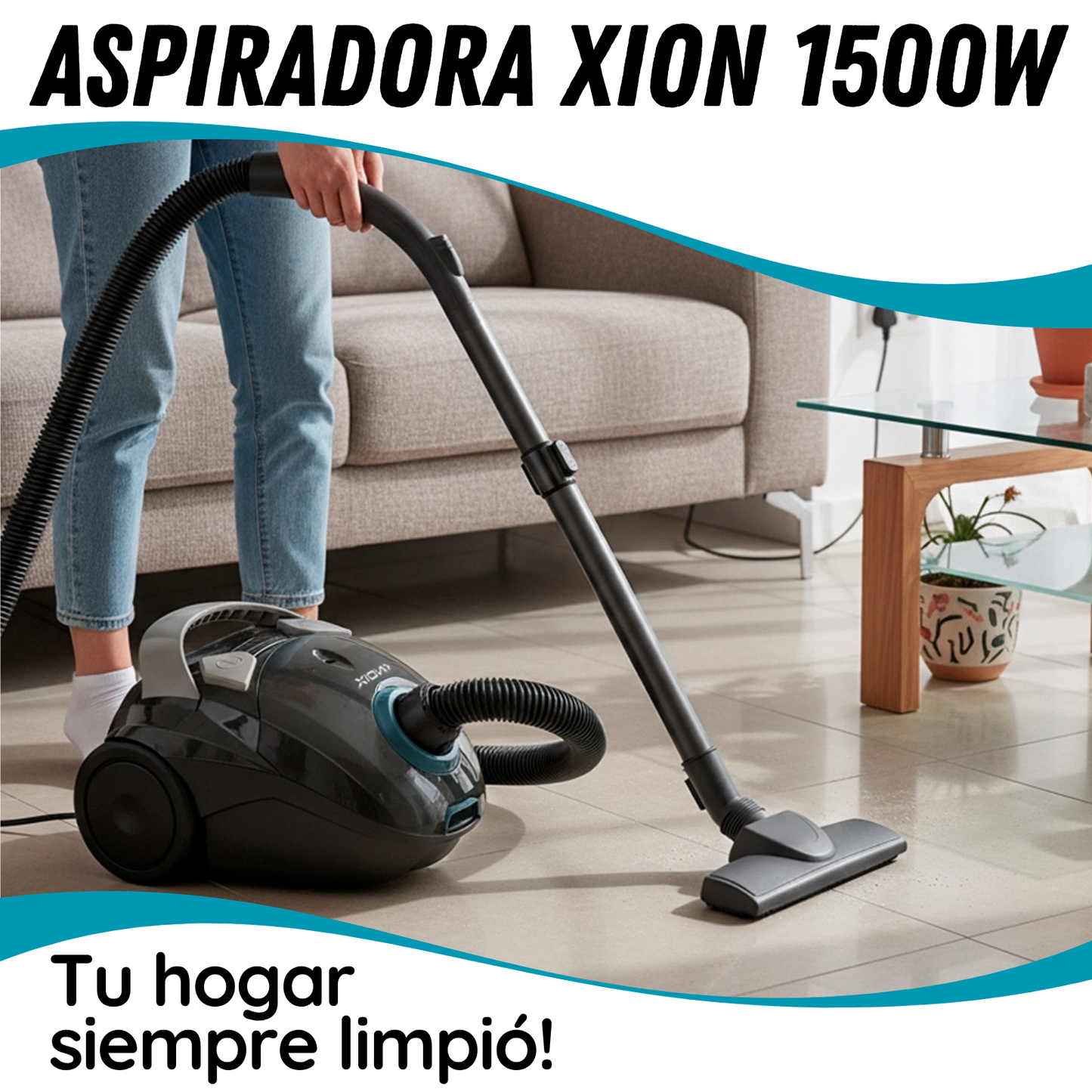 Aspiradora Xion 1500w Compacta Para Hogar Potente Con Bolsa