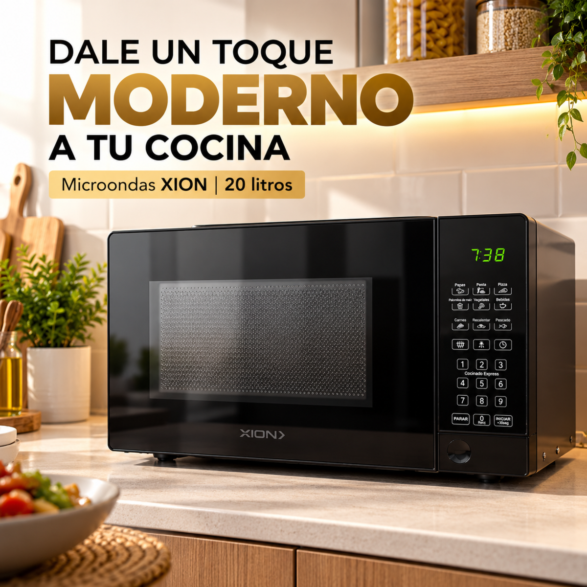 Horno Microondas Digital Para Cocina Xion 20l 700w Negro