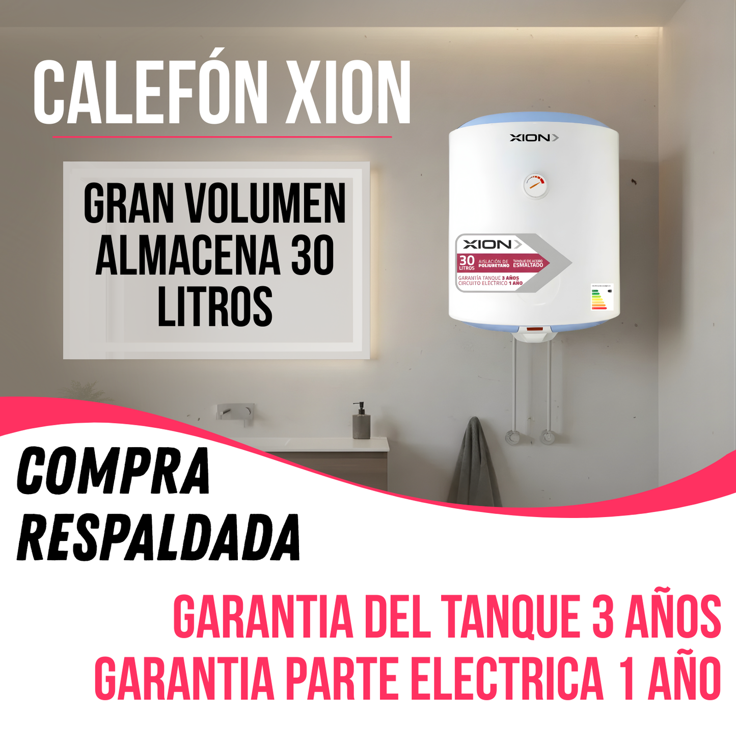 Calefon Termotanque Eléctrico Xion 30 Litros Agua Caliente