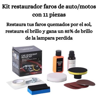 Kit Restaurador Revividor Pulidor De Faros Ópticas De Auto