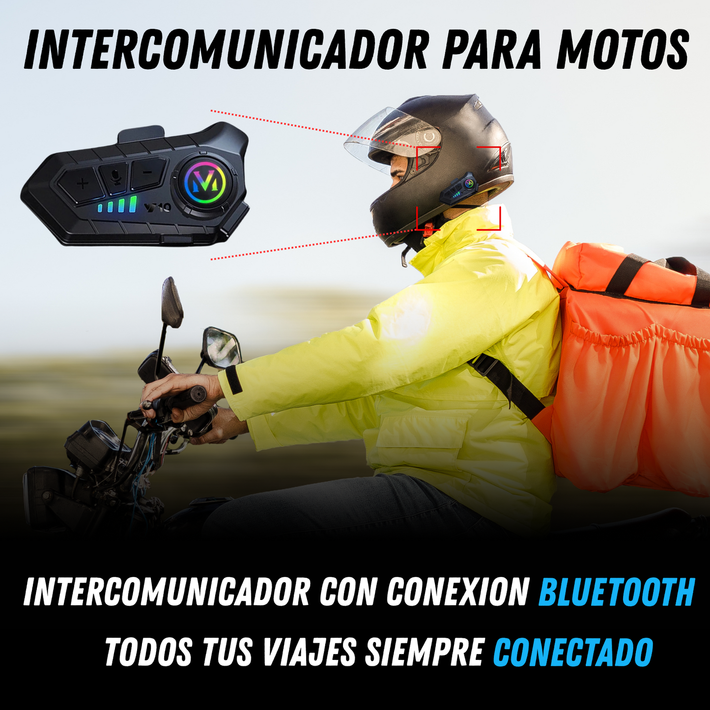 Intercomunicador Moto Casco Inalámbrico Bluetooth Llamadas
