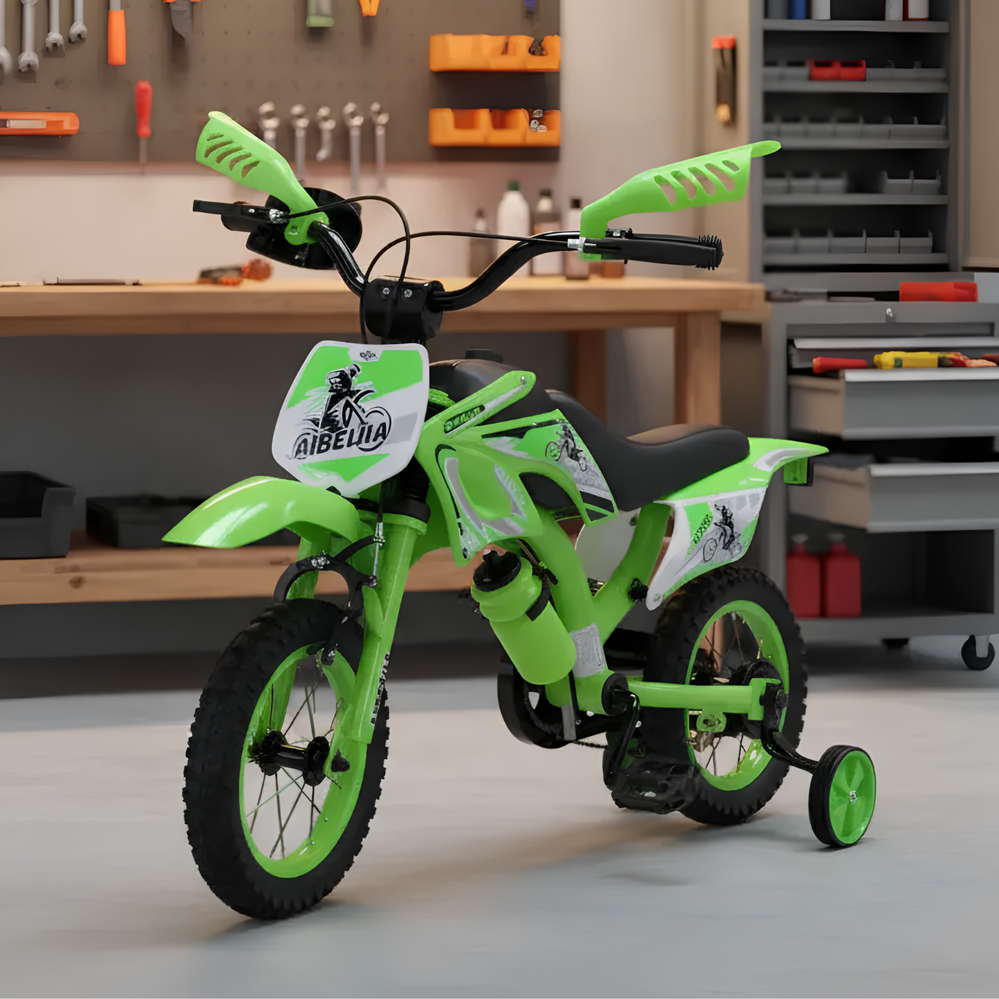 Bicicleta para NENE NIÑO Infantil MOTOCROSS Urbana Rodado 16 Con Rueditas Y ACELERDOR ROJA-VERDE