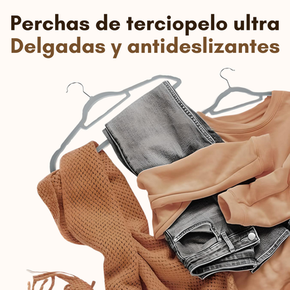 Percha Para Ropa Fina Antideslizante Forradas En Terciopelo