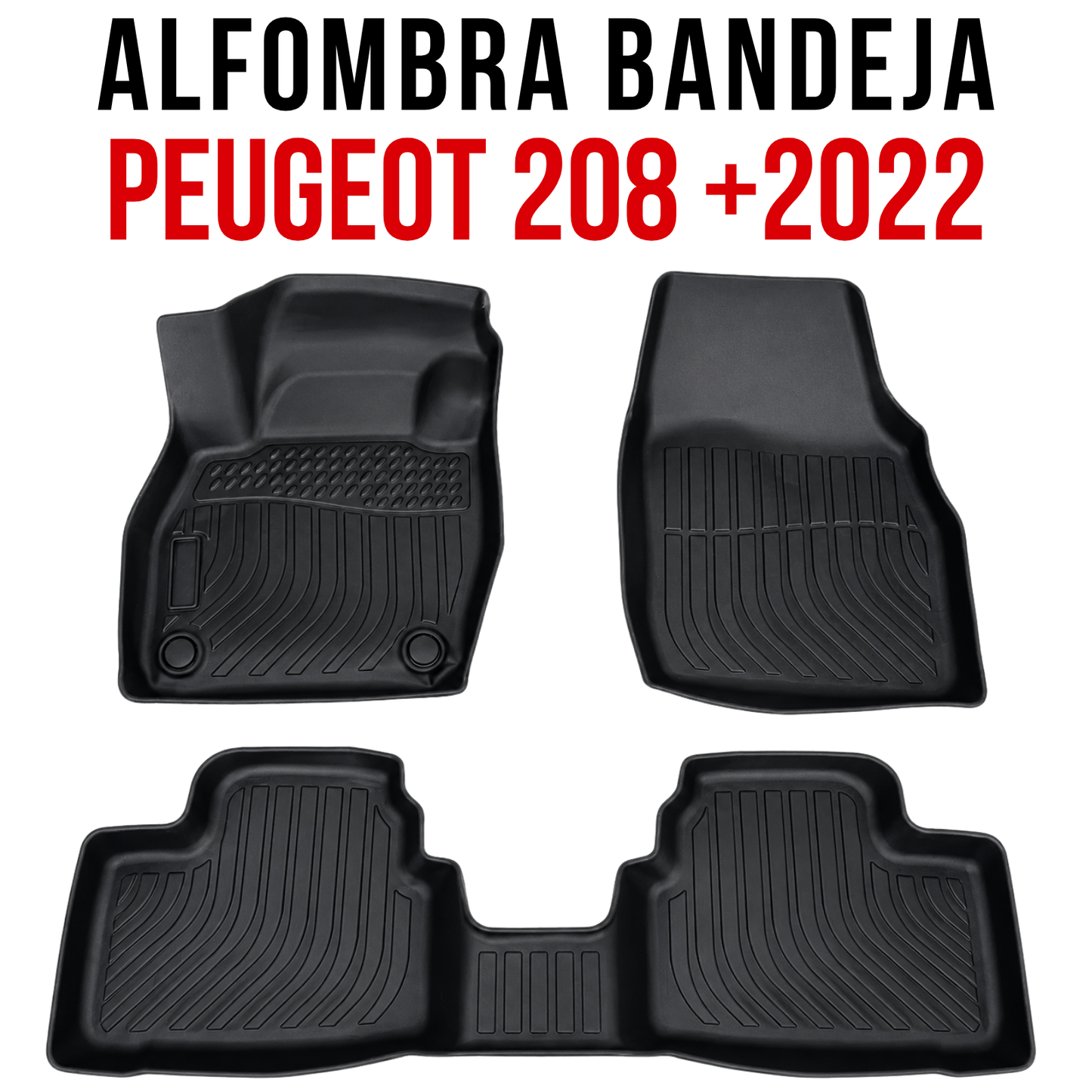 Alfombra PEUGEOT 208 Bandeja Rígida 5d Bandeja De Piso Auto Set alfombras TPE RÍGIDO