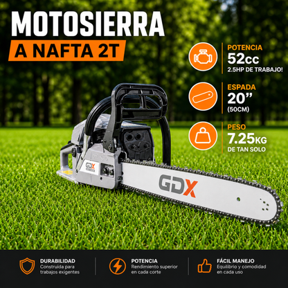 Motosierra A Nafta 52cc 2.5hp A Cadena Espada 20 Motosierra