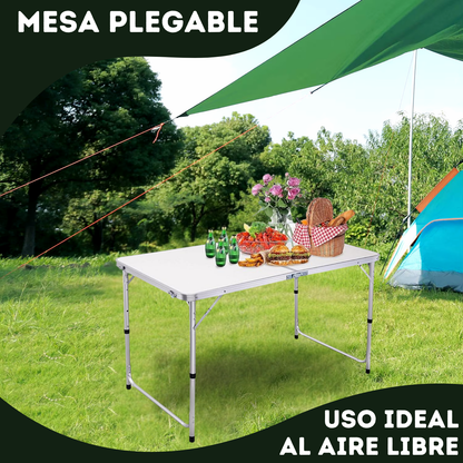 Mesa Plegable Desarmable De Camping Jardín Feria Tipo Valija