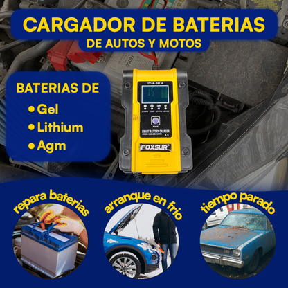 Cargador Automático Portátil 12v 100ah Lcd Para Autos Y Motos