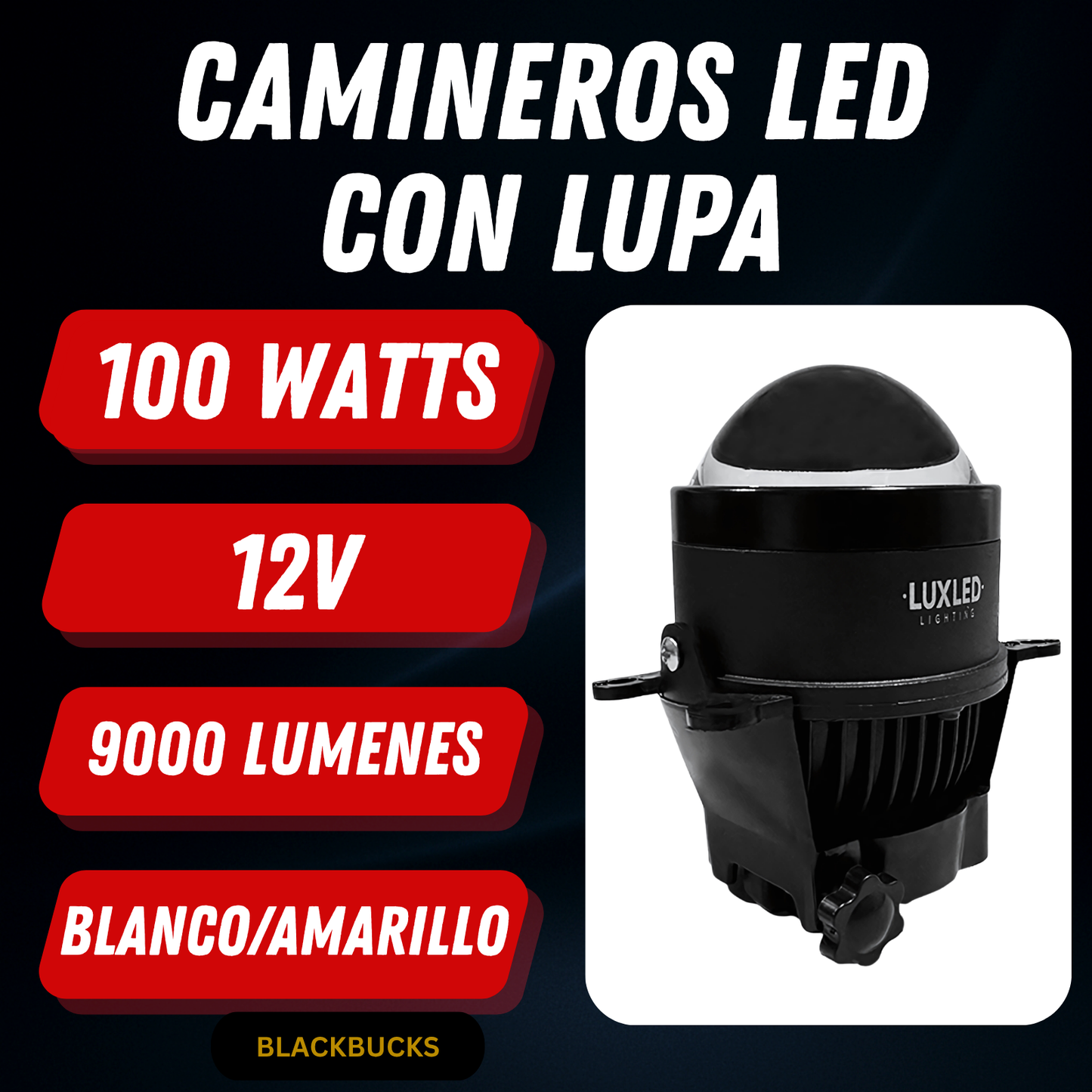 Kit Faros Camineros Led Con Lupa Proyectores H11 Auxiliares BLANCO Y AMARILLO