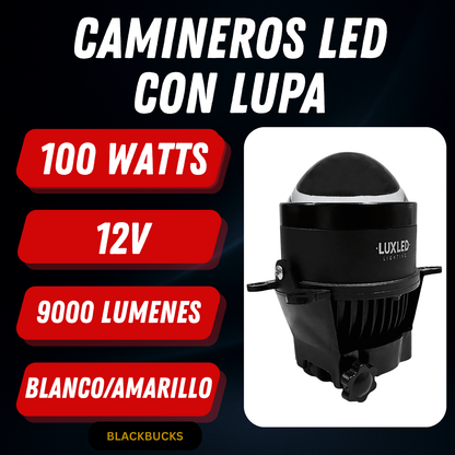 Kit Faros Camineros Led Con Lupa Proyectores H11 Auxiliares BLANCO Y AMARILLO