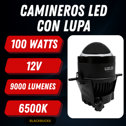 Kit Faros Camineros Led Con Lupa Proyectores H11 Auxiliares