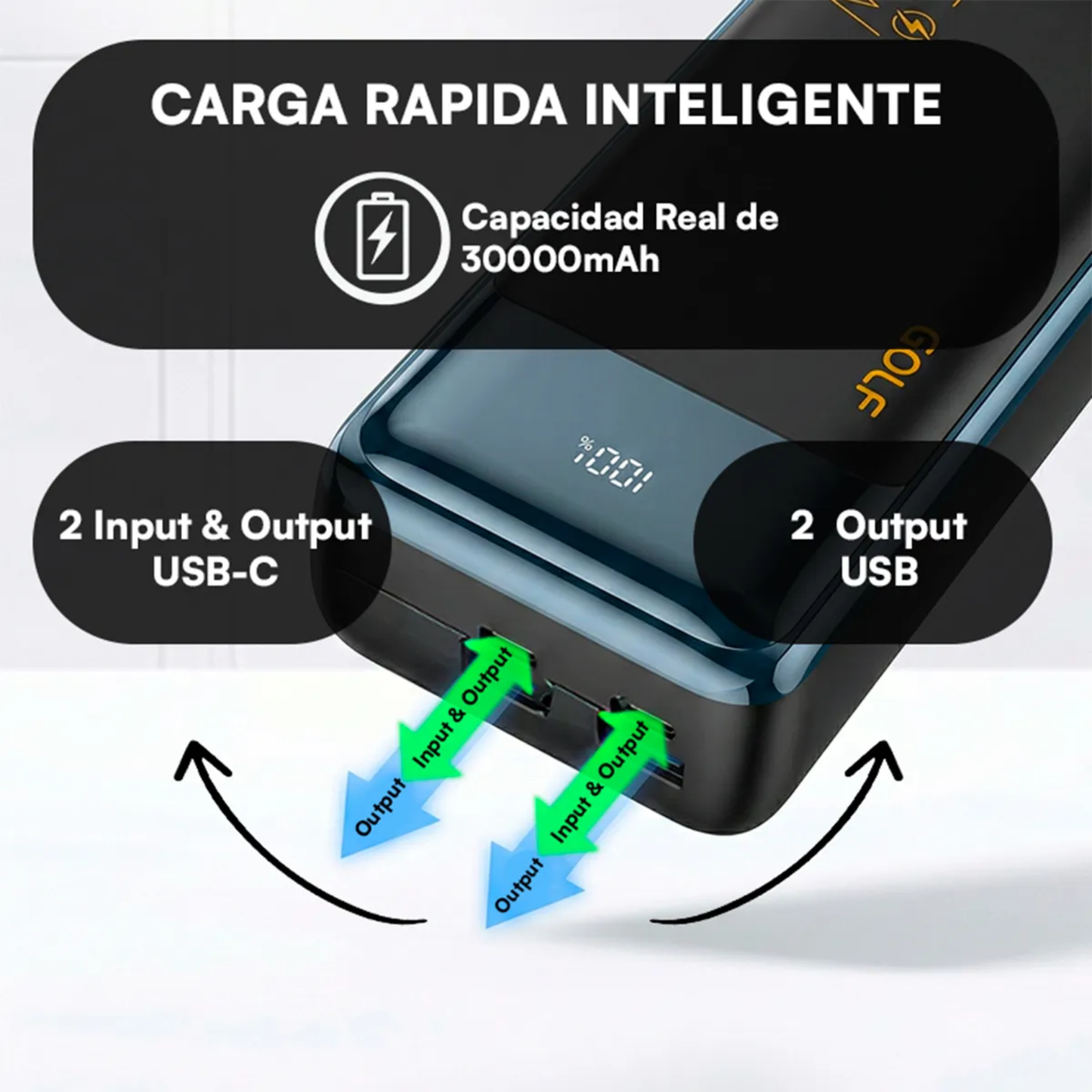 Power Bank Batería Portátil Externa Carga Rápida 30000mah