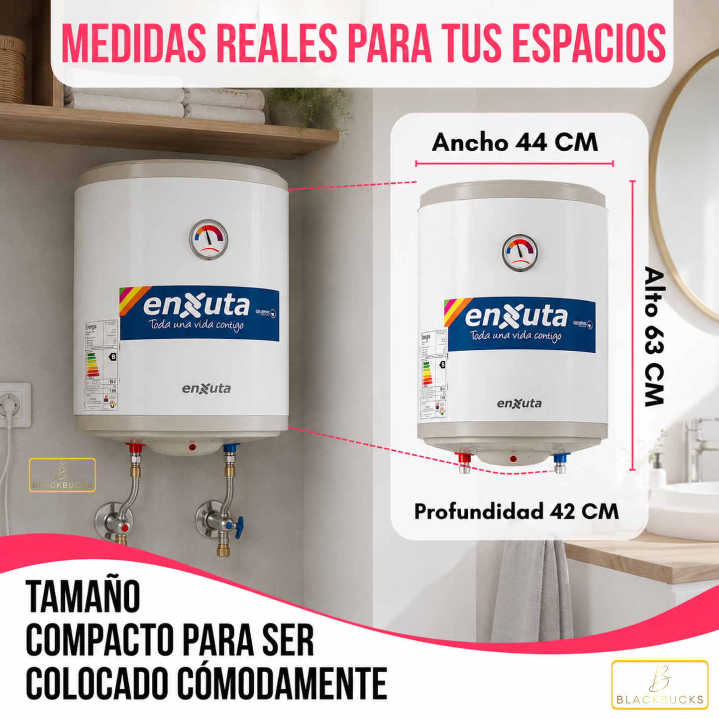 Calefon Termotanque 30 Litros Enxuta Eléctrico 220V Agua Caliente