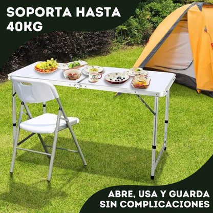 Mesa Plegable De Camping Desarmable Tipo Valija Feria 120x60