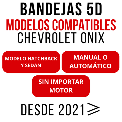 Alfombra CHEVROLET ONIX HATCHBACK/SEDAN Bandeja Rígida 5d Bandeja De Piso