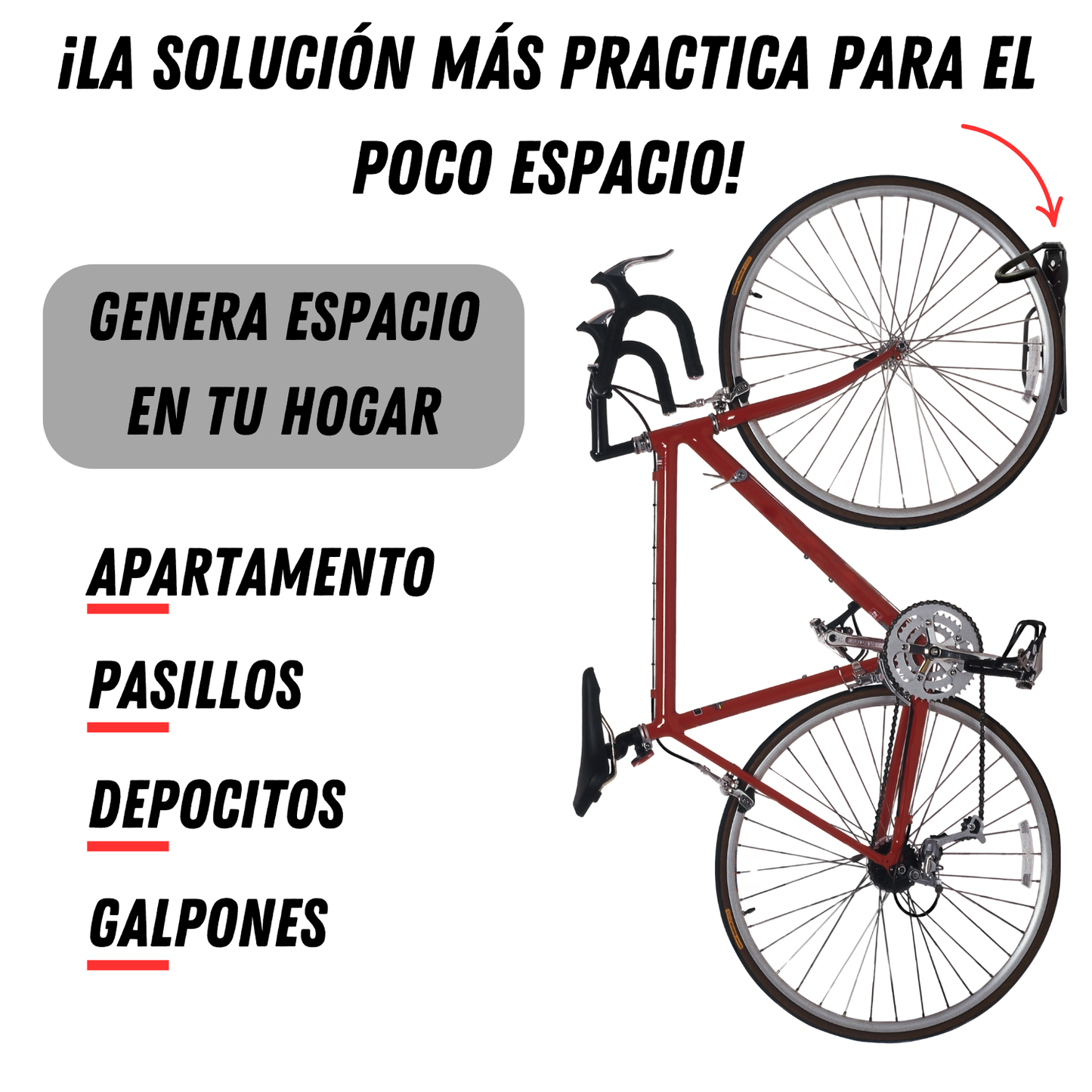 Soporte Bicicleta De Pared Vertical Gancho Universal Bicicletas