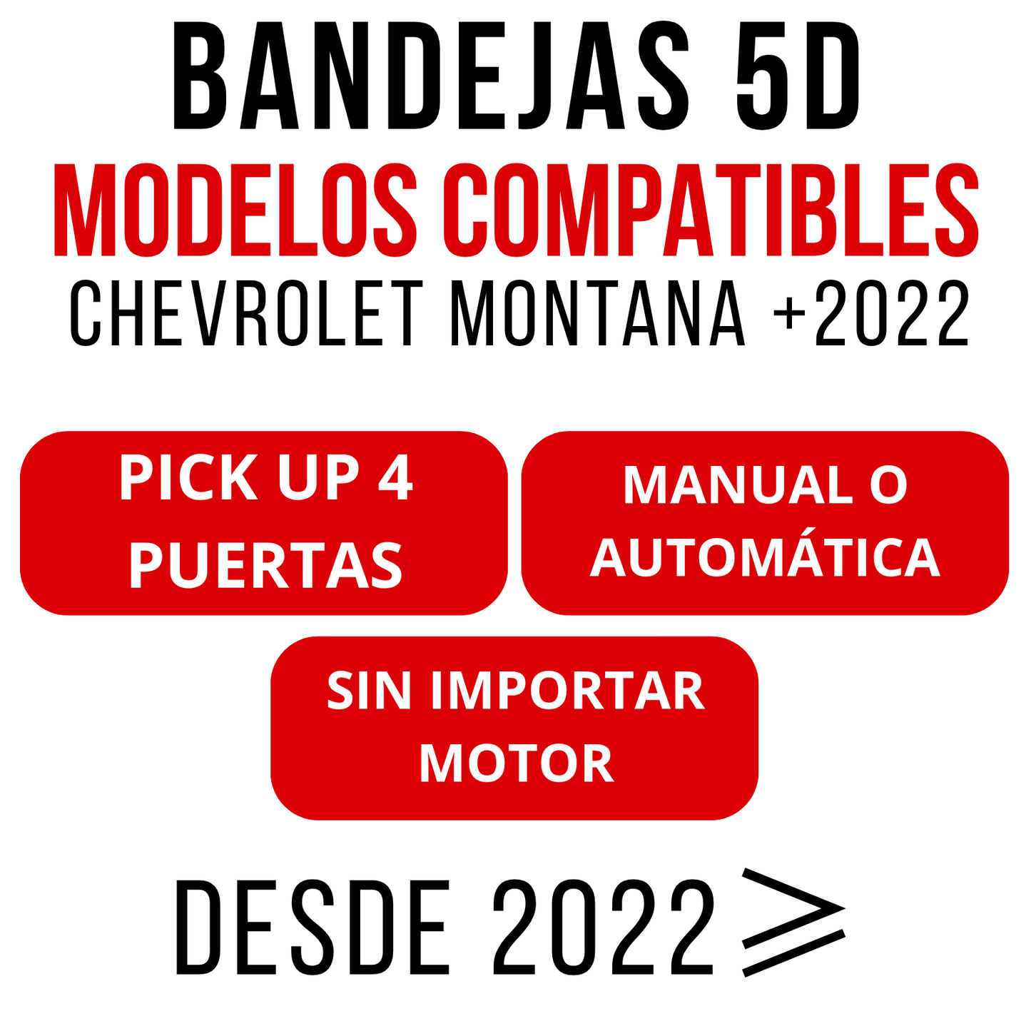 Alfombra CHEVROLET MONTANA Bandeja Rígida 5d Bandeja De Piso