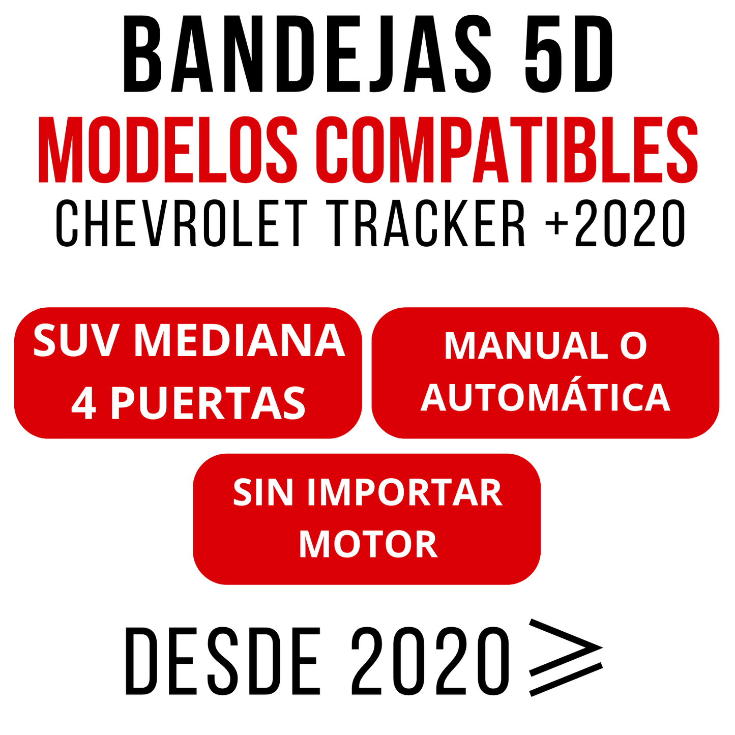 Alfombra Chevrolet TRACKER Bandeja Rígida 5d Bandeja De Piso