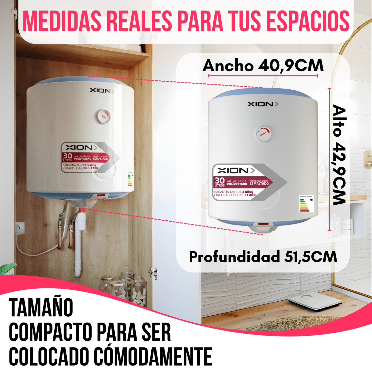 Calefon Termotanque Eléctrico Xion 30 Litros Agua Caliente