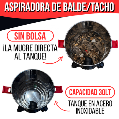 Aspiradora Industrial Profesional Sin Bolsa Enxuta 30l 1600w Aspiradora seco y humedo