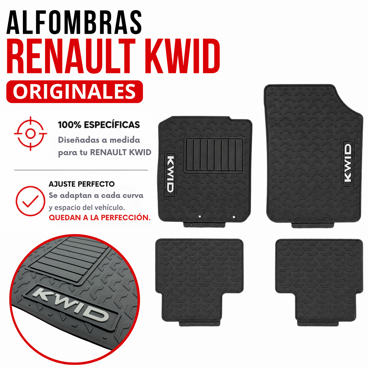 Juego alfombras Renault KWID en goma especificas originales