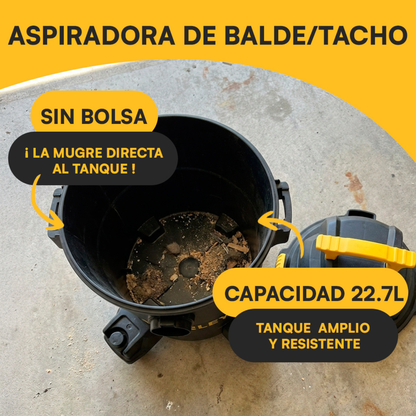 Aspiradora Industrial Profesional Stanley De Tacho Sin Bolsa POLVO Y AGUA
