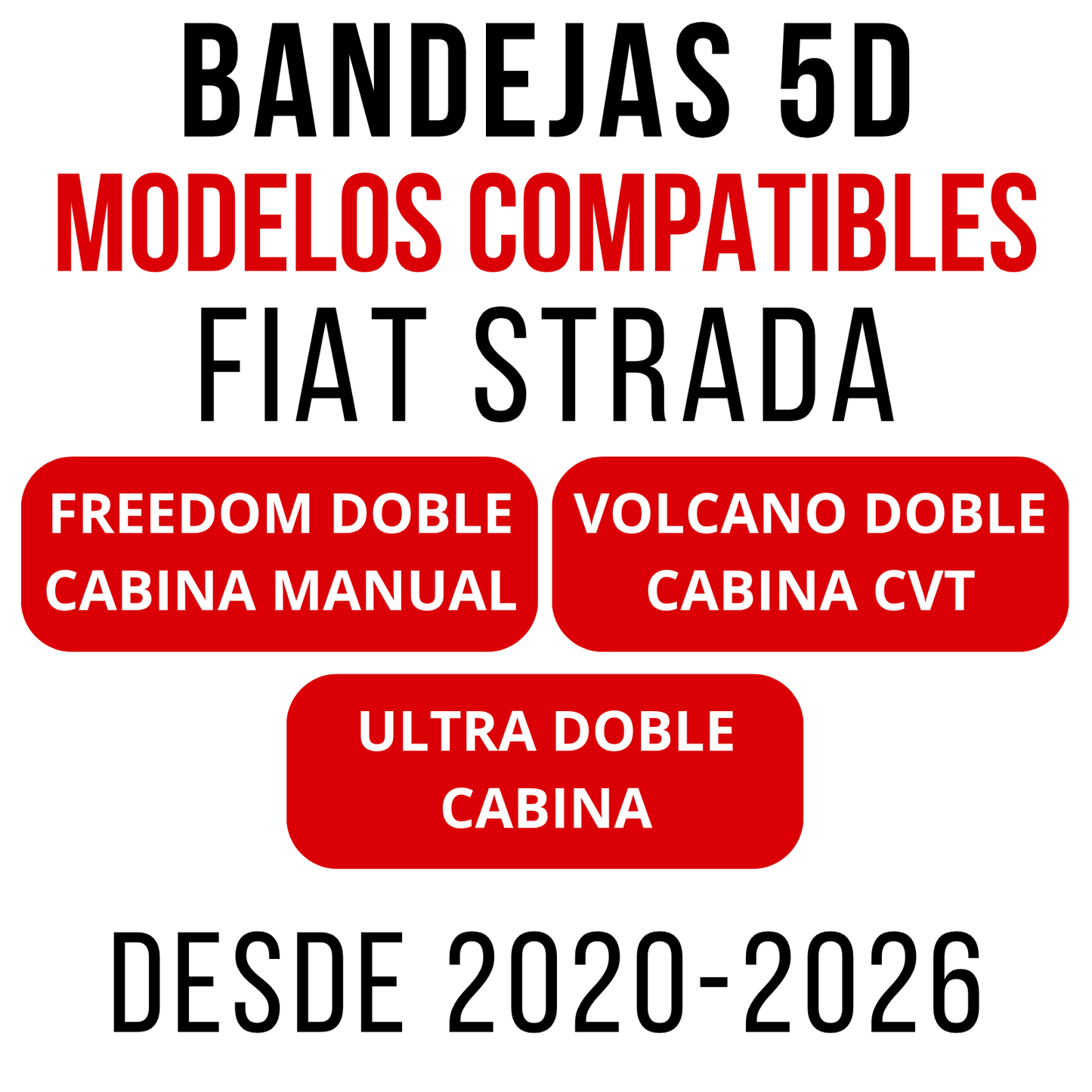 Juego Alfombras Fiat Strada Bandeja Rígida 5d Bandeja De Piso